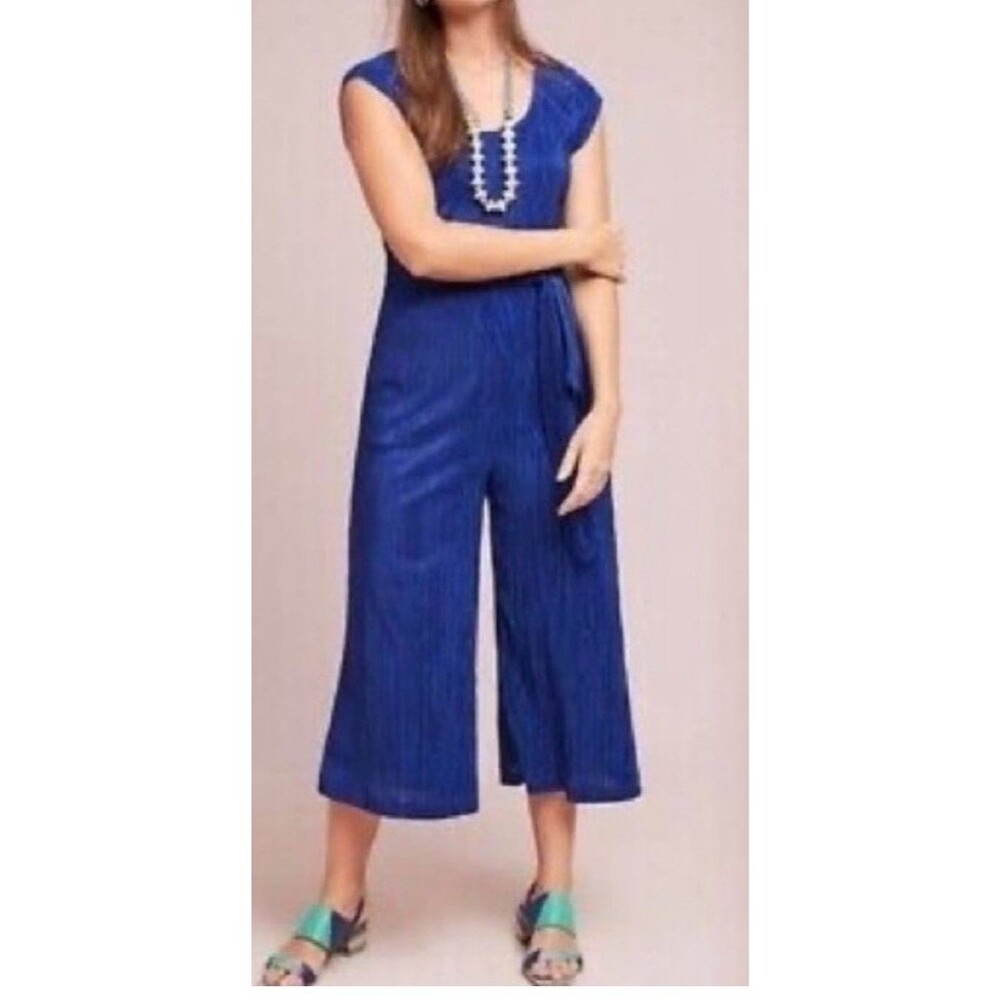 Maeve Sonata pantsuit romper, Size 2 Royal BLue Stretch Pleated